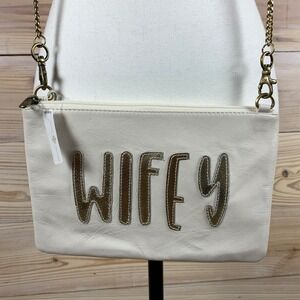 Jane Marie Purse Women White Leather Wifey Gold‎ Metallic Crossbody
